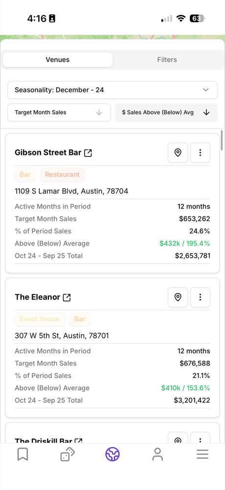 Bar Savvy Seasonal Feature Interface